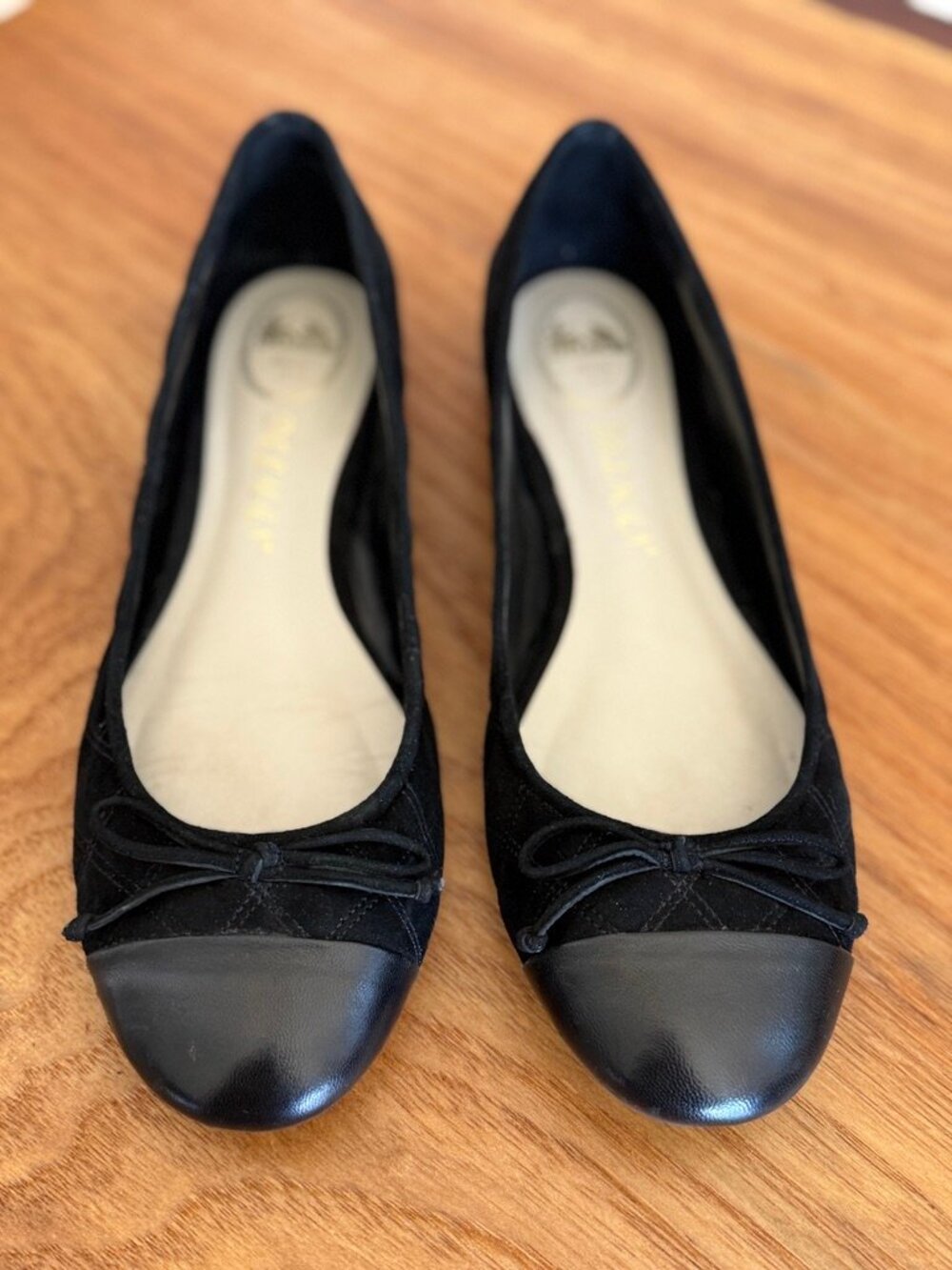 Delman Black Suede/Leather Ballet Flats SZ 7.5M